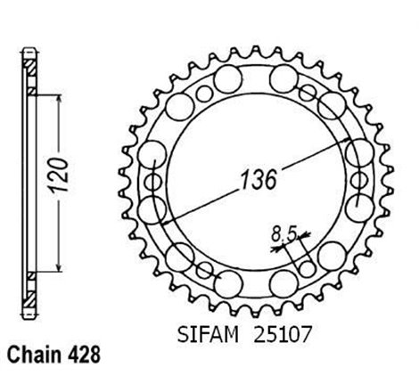 Couronne Yamaha Fzr 400 Rr 1991-1995 - 525 - 44 Dents - Similaire JTR1847