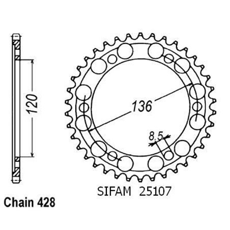 Couronne Yamaha Fzr 400 Rr 1991-1995 - 525 - 44 Dents - Similaire JTR1847