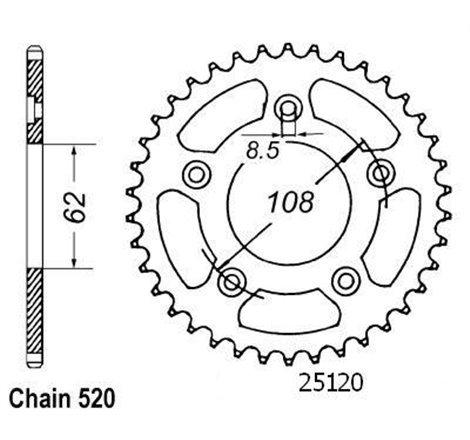 Couronne Rs 125 Extrema 1993-1998 - 520 - 39 Dents - Similaire JTR701