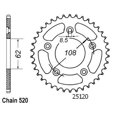 Couronne Rs 125 Extrema 1993-1998 - 520 - 39 Dents - Similaire JTR701