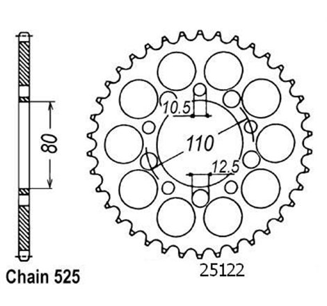 Couronne Cb 750 Sevenfyfty 1992 - 525 - 40 Dents - Similaire JTR1332