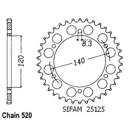 Couronne En 500 Classic 1996-1998 - 520 - 42 Dents - Similaire JTR475