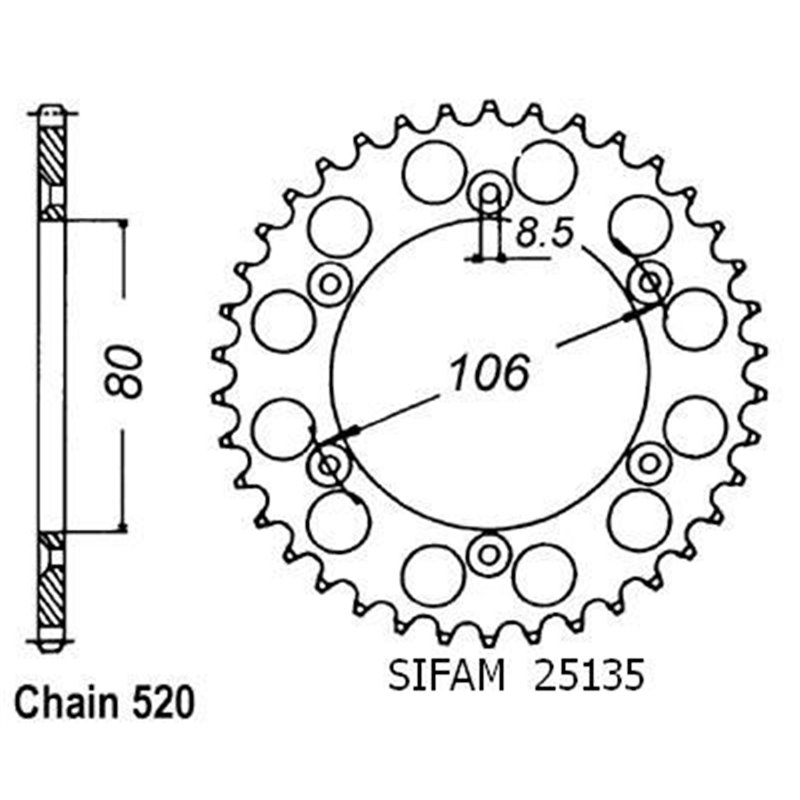 Couronne Aprilia 125 Etx 1999 - 520 - 42 Dents - Similaire JTR22