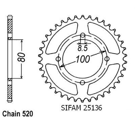 Couronne Rg 250 Gamma 1985-1988 - 520 - 39 Dents - Similaire JTR819