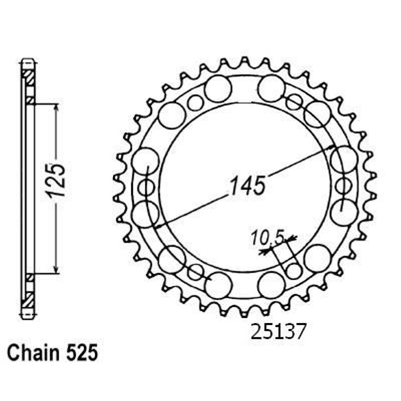 Couronne Tdm 850 1996-1998 - 525 - 42 Dents - Similaire JTR867