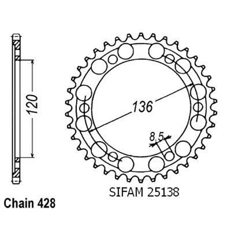 Couronne Tzr 125 R Italie 1992 - 428 - 45 Dents - Similaire JTR1847