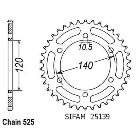 Couronne Zx-6r Ninja 1995-1997 - 525 - 40 Dents - Similaire JTR498