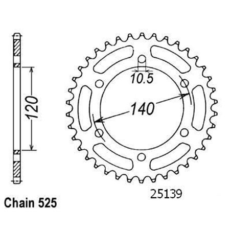 Couronne Gsx-r 600 1997-2001 - 525 - 46 Dents - Similaire JTR498