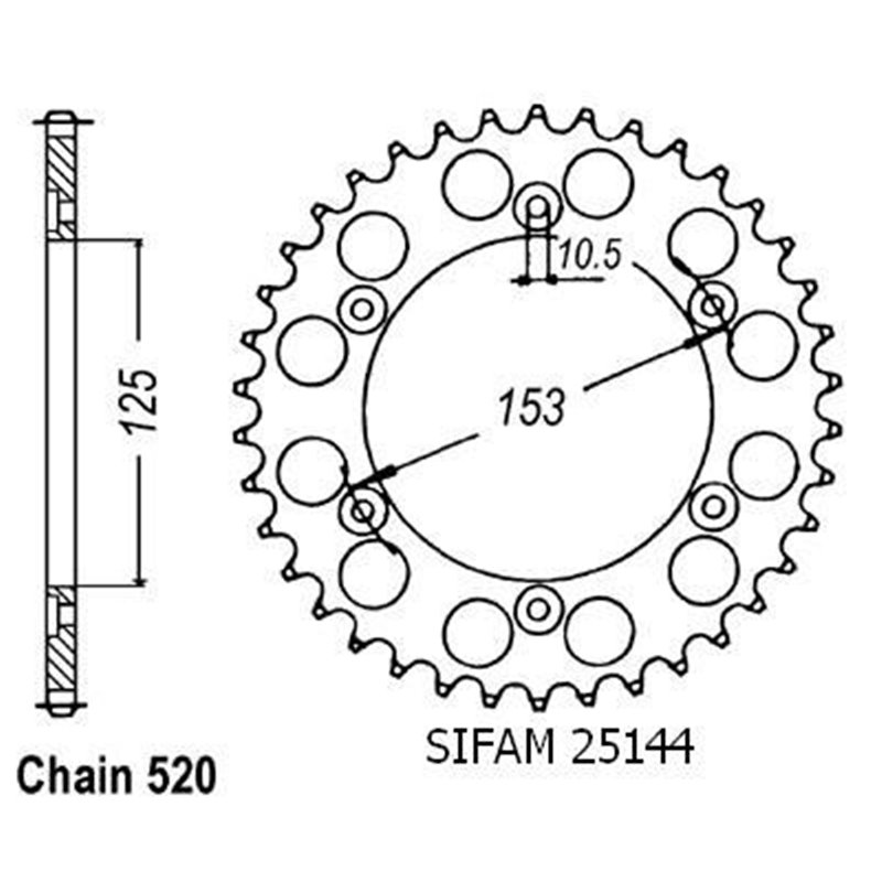 Couronne 600 Xr 1991-2001 Acier - 520 - 38 Dents - Similaire JTR288