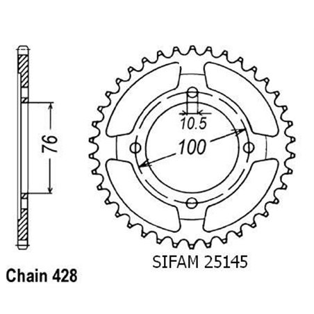 Couronne Rg 125 Wolff/Fun 1992 - 428 - 47 Dents - Similaire JTR1806