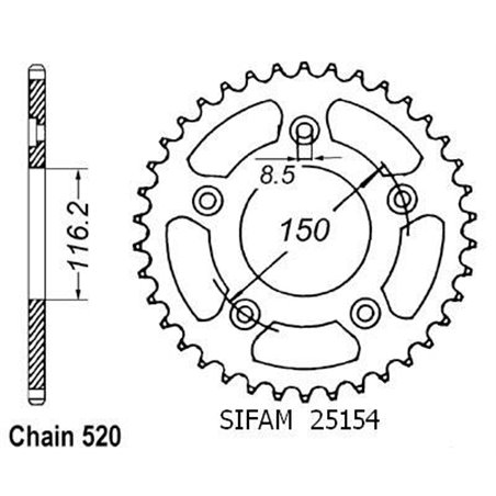 Couronne 250 Rs 1995-1999 - 520 - 42 Dents - Similaire JTR28