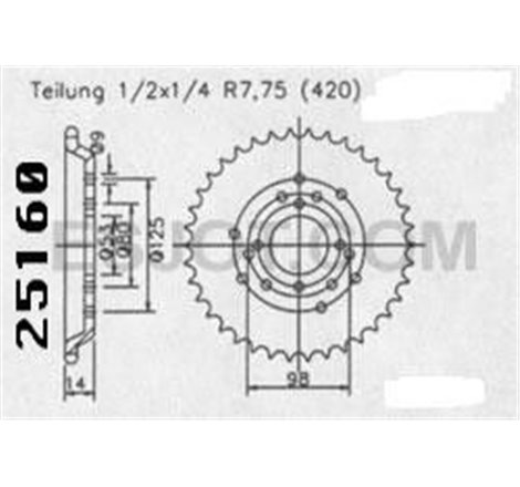 Couronne Derbi Senda/Fenix 1996 - 420 - 44 Dents - Similaire JTR2035