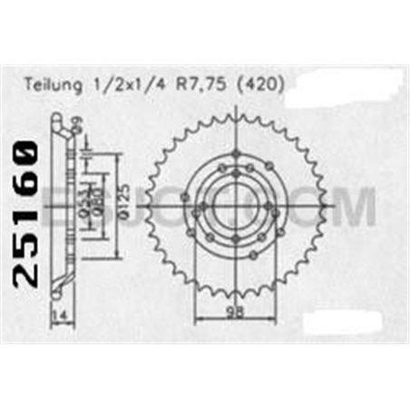 Couronne Derbi Senda/Fenix 1996 - 420 - 44 Dents - Similaire JTR2035