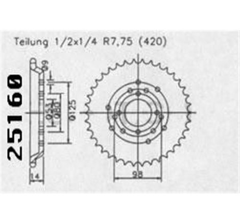 Couronne Derbi Senda 50 R/L 1996 - 420 - 53 Dents - Similaire JTR2035