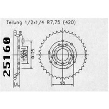 Couronne Derbi Senda 50 R/L 1996 - 420 - 53 Dents - Similaire JTR2035