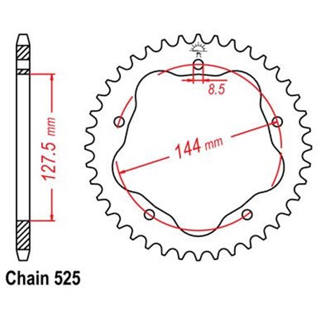 Couronne Ducati Hypermotard 5 Trous SANS Porte Moyeu - 525 - 45 Dents - Similaire JTR752