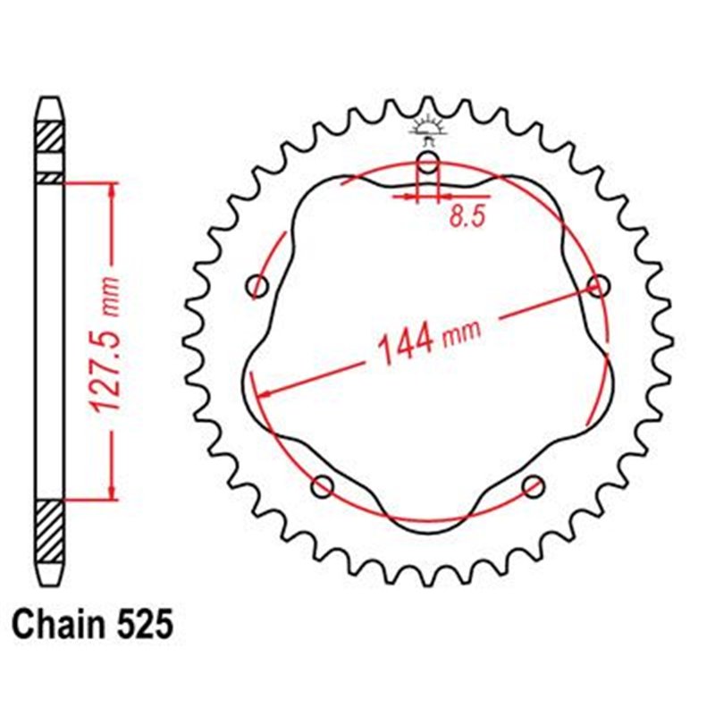 Couronne Ducati Hypermotard 5 Trous SANS Porte Moyeu - 525 - 45 Dents - Similaire JTR752