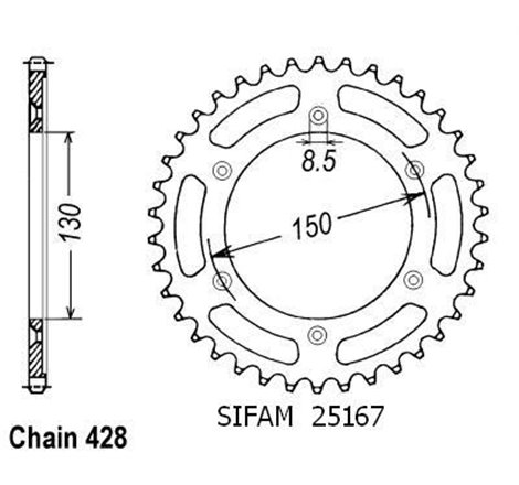 Couronne Xlr 125 R 1997-1998 - 428 - 51 Dents - Similaire JTR4374