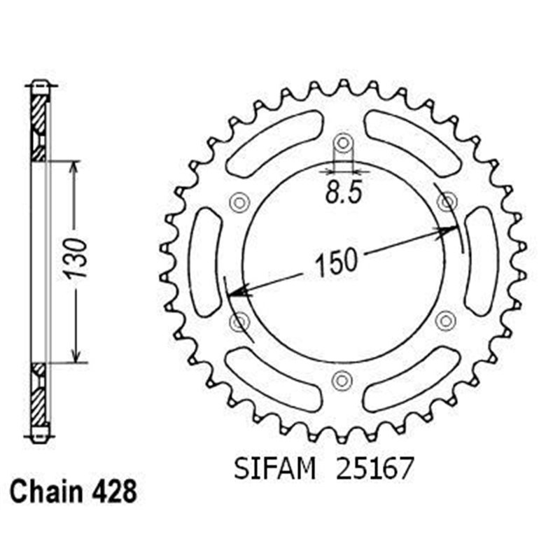 Couronne Xlr 125 R 1997-1998 - 428 - 51 Dents - Similaire JTR4374