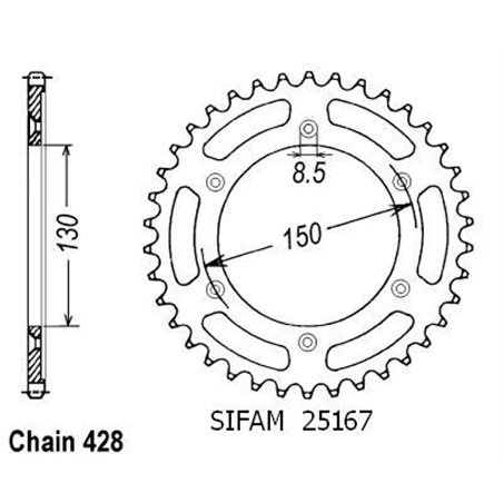 Couronne Xlr 125 R 1997-1998 - 428 - 51 Dents - Similaire JTR4374