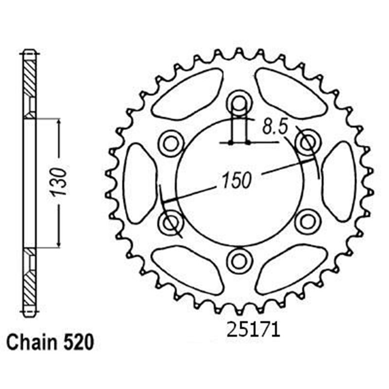 Couronne Yamaha 125/250/400 Yz/Wr 99 04 - 520 - 49 Dents - Similaire JTR245