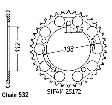 Couronne Yamaha 600 R6 1999-2002 - 532 - 48 Dents - Similaire JTR1873