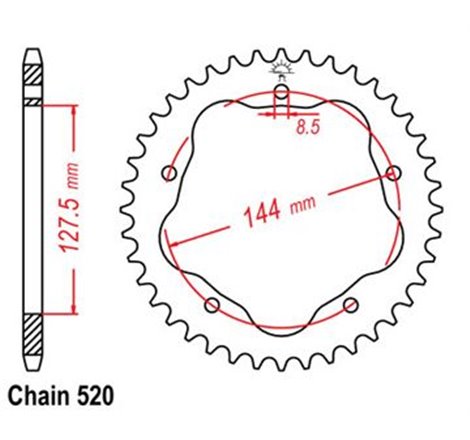 Couronne Ducati 800 S2R SANS PORTE MOYEU - 520 - 42 Dents - Similaire JTR751