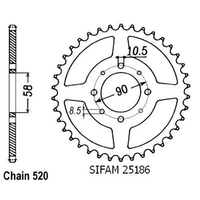 Couronne Honda - 520 - 45 Dents - Similaire JTR273