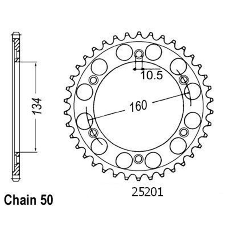 Couronne Vtr 1000 Sp-1 2000-2001 - 530 - 40 Dents - Similaire JTR1306