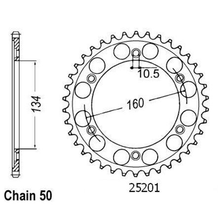 Couronne Vtr 1000 Sp-1 2000-2001 - 530 - 40 Dents - Similaire JTR1306