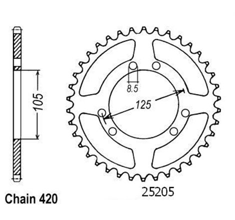 Couronne Derbi 50 Senda 2000 - 6 Trous (2 par 2) - 420 - 53 Dents - Similaire JTR1131