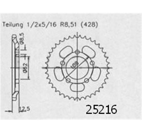 Couronne Mz 125 Route 2000-2002 - 428 - 49 Dents - Similaire JTR5216