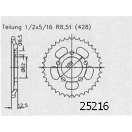 Couronne Mz 125 Route 2000-2002 - 428 - 49 Dents - Similaire JTR5216