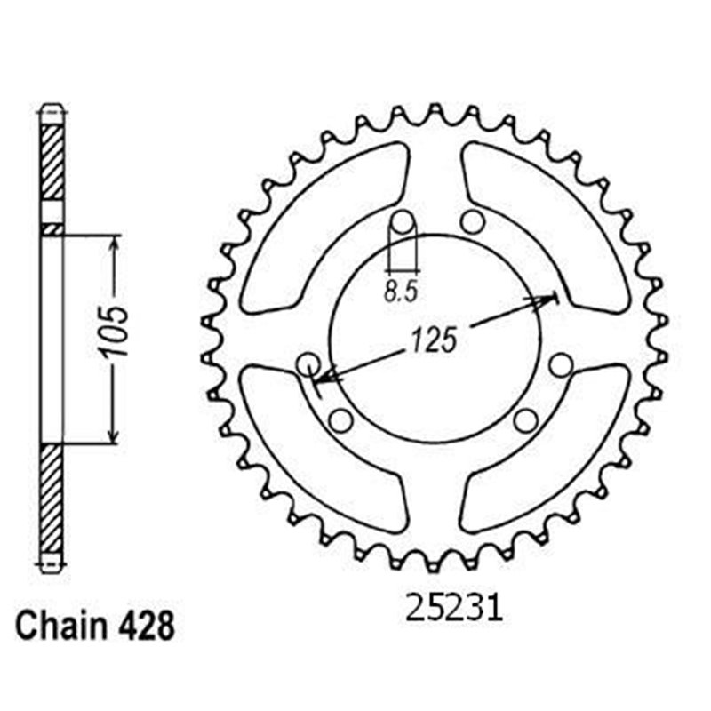 Couronne Xt 125 X 2004 - 428 - 48 Dents - Similaire JTR1134