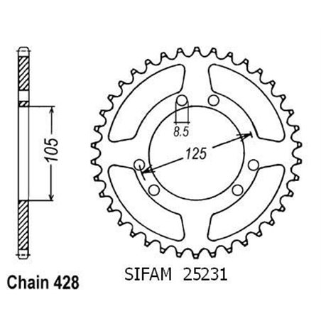 Couronne Hm CRM 50 - 428 - 60 Dents - Similaire JTR1134