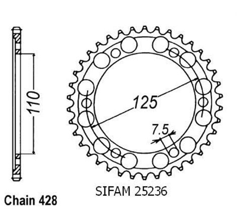 Couronne Gilera 125 Cougar - 428 - 46 Dents - Similaire JTR485