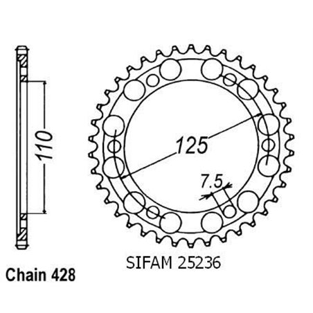 Couronne Gilera 125 Cougar - 428 - 46 Dents - Similaire JTR485