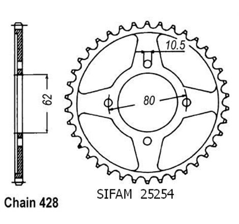 Couronne Tt-r 125 Petites Roues - 428 - 49 Dents - Similaire JTR1843