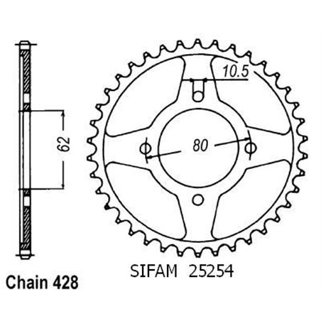 Couronne Tt-r 125 Petites Roues - 428 - 49 Dents - Similaire JTR1843