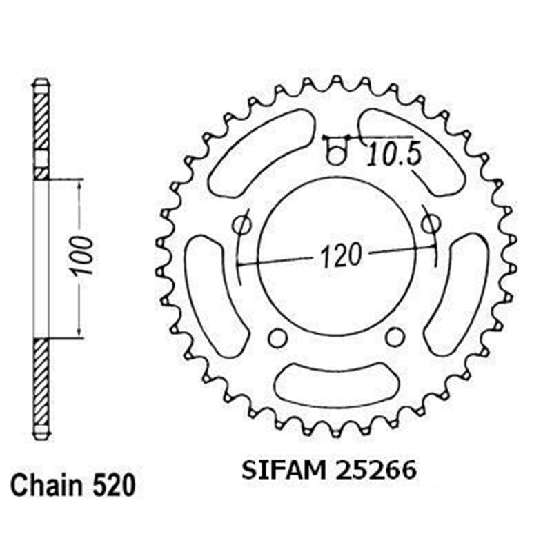 Couronne Aprilia 125 Rs 2006 - 520 - 40 Dents - Similaire JTR703