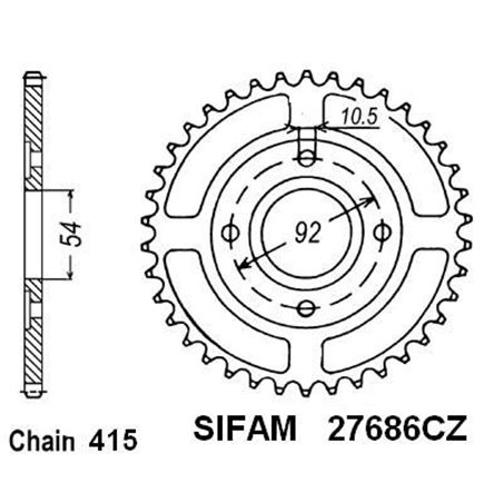 Couronne Yamaha Tzr50 / Power 1998 - 415 - 46 Dents - Similaire JTR2060