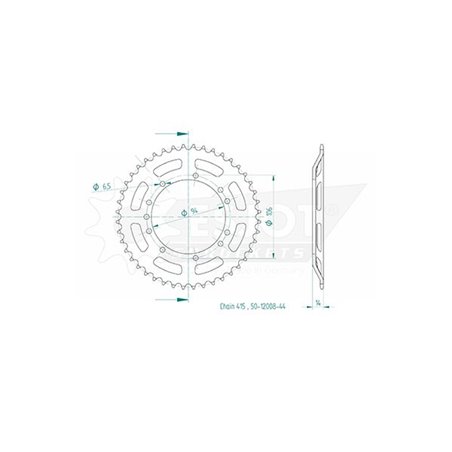 Couronne Acier TT KTM - 415 - 44 Dents - Similaire JTR5225 - Made in Germany