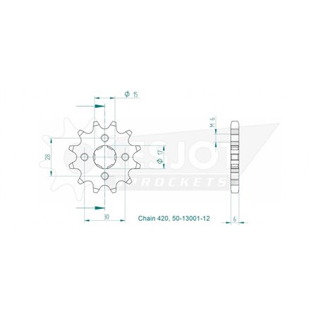 Pignon TT Honda - 420 - 12 Dents - Made in Germany