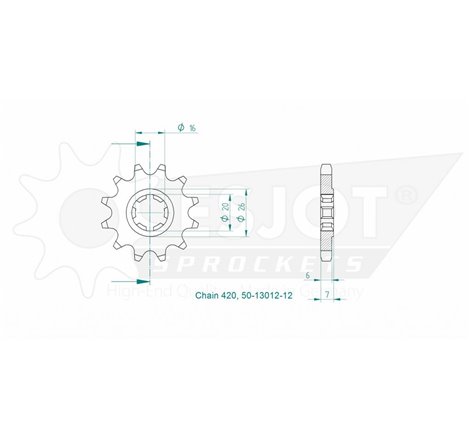 Pignon TT Suzuki - 420 - 12 Dents - Made in Germany