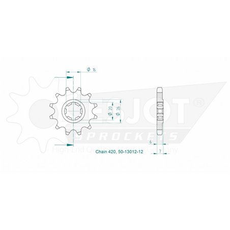 Pignon TT Suzuki - 420 - 12 Dents - Made in Germany