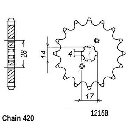 Pignon TT Kawasaki-Suzuki - 420 - 14 Dents - Similaire JTF1127 - Made in Germany