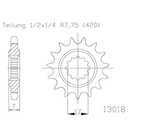 Pignon Minarelli AM6 - 420 - 12 Dents - Similaire JTF1120 - Made in Germany