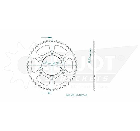 Couronne ESJOT pour Rieju 50cc - Pas 420 - 48 dents