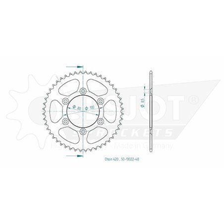 Couronne ESJOT pour Rieju 50cc - Pas 420 - 48 dents