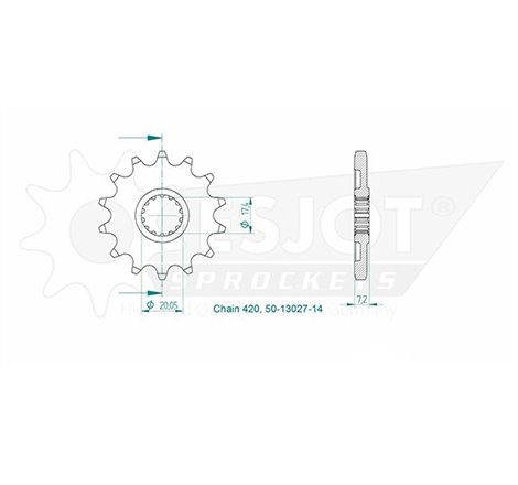 Esjot - Pignon - 420 - 14 dents
Made in Germany